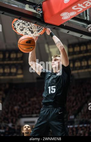 Michigan State center Carson Cooper (15) is fouled by Georgia Southern ...