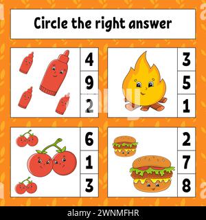 Math game for kids. Circle the right answer. Preschool worksheet ...