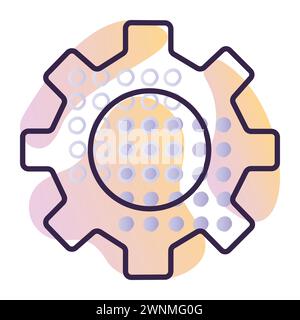 Gear mechanism, pinion sign, dark blue line vector icon with a gradient background Stock Vector