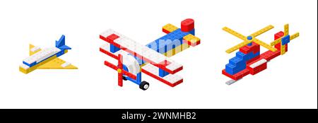 Set of Aviation in isometry on a white background. Vector Stock Vector