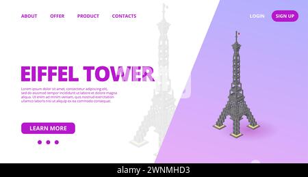Web template with a Eiffel Tower. Vector Stock Vector