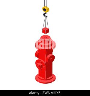 Fire hydrante production concept on white background. Vector Stock Vector