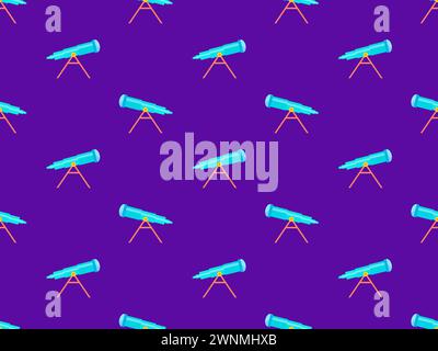 Telescope seamless pattern. Telescope on a tripod. Telescopes of various types in flat style. Icon design for print, banners and advertising. Vector i Stock Vector