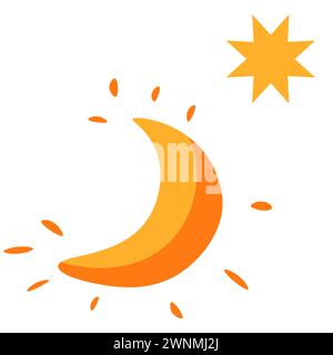 Crescent moon and star shining with gold vector Stock Vector