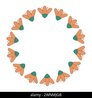 Round flower frame with tulip flowers and place for text, spring design element, vector illustration Stock Vector