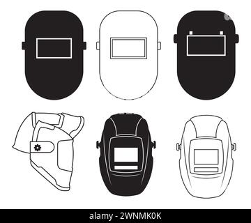 Welding mask, Welding Mask Helmet, Welding Vector,| Welder Helmet, Welder Hood, Welding Equipment, Welding Mask Helmet Bundle Stock Vector