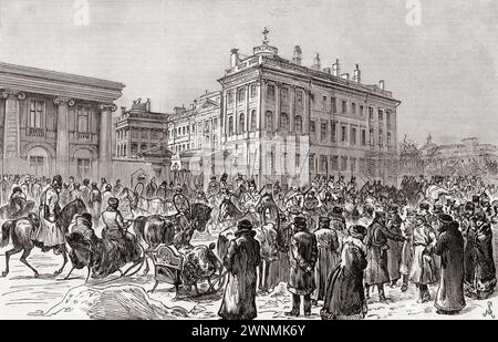 The Anitchkoff Palace or The Anichkov Palace, St. Petersburg, Russia.  Residence of the emperor Alexander III, seen here in the 19th century.  From The London Illustrated News, published March 26, 1887. Stock Photo
