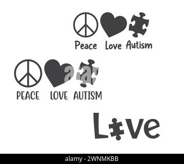 Puzzle Piece Bundle, Autism Awareness Puzzle Vector, Autism Love Puzzle Stock Vector