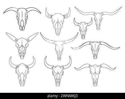 Bull Skull Vector, Bull Skull Bundle, Bull Skull Vector, Bull Skull Split, Bull skull silhouette, Bull Skull Vector, Horns , Horns Vector Stock Vector