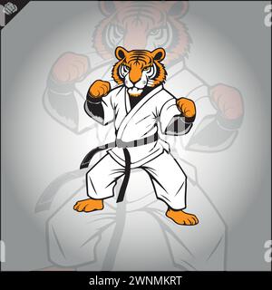 Tiger karate logo cartoon. Graphic logo. Vector EPS Stock Vector