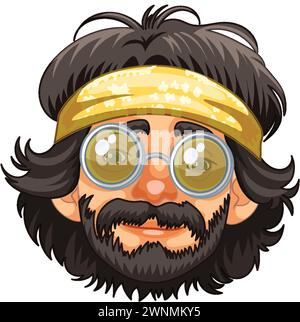 Cartoon scientist with oversized glasses and headband. Stock Vector