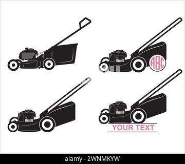 Push Mower, Push Lawnmower, Lawn Mower Graphics Clip Art,  Silhouette Cutting File Printable Clipart Vector Digital Stock Vector