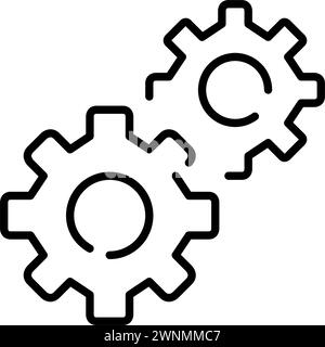 Cogwheel icon symbolizing seamless integration. Synchronized mechanical processes. Pixel perfect, editable stroke vector Stock Vector