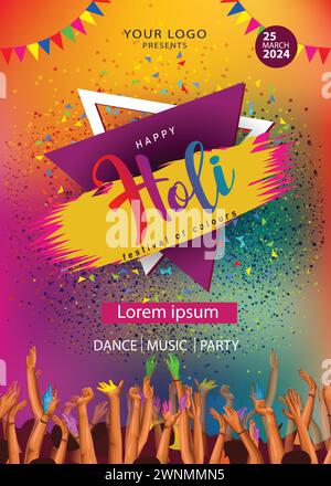 Beautiful poster for Indian festival Happy Holi with colorful background. Stock Vector