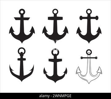 Boat Anchor, Anchor Monogram, Anchor SVG, Anchor Silhouette, Anchor Heartbeat Vector, Split Boat Anchor, Nautical, Anchor Stock Vector