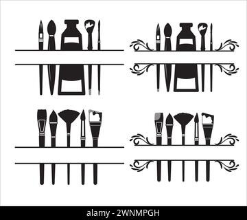 Heartbeat artist Vector, art supplies, Artist Silhouette, artist brush, Paintbrush, Artist Monogram, Eat Sleep Art, Heartbeat Palette, Artist Silhouet Stock Vector