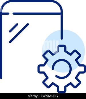 Smartphone and device settings wheel. Mobile configuration and personalised adjustments. Pixel perfect vector icon Stock Vector