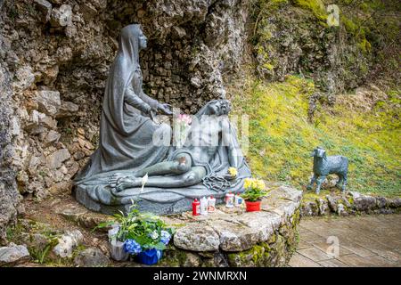 The places of the Apparition, Sanctuary of the Madonna Addolorata. Castelpetroso, Isernia, Molise, Italy, Europe. Stock Photo