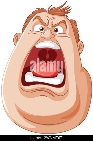 Cartoon of a man yelling with a furious expression Stock Vector
