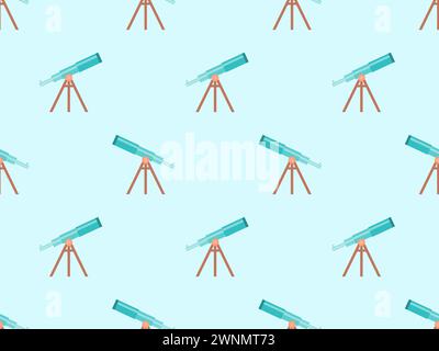 Telescope seamless pattern. Telescope on a tripod. Telescopes of various types in flat style. Icon design for print, banners and advertising. Vector i Stock Vector
