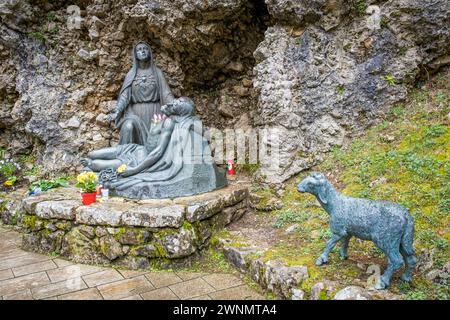 The places of the Apparition, Sanctuary of the Madonna Addolorata. Castelpetroso, Isernia, Molise, Italy, Europe. Stock Photo