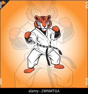 Tiger karate logo cartoon. Graphic logo. Vector EPS Stock Vector