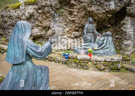 The places of the Apparition, Sanctuary of the Madonna Addolorata. Castelpetroso, Isernia, Molise, Italy, Europe. Stock Photo