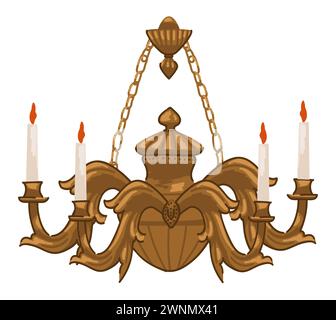 Vintage chandelier with candles and ornaments Stock Vector