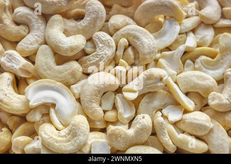 Close up photo of organic cashew nuts, selective focus, food background. Stock Photo