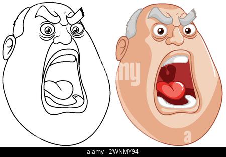 Vector illustration of a man yelling angrily Stock Vector