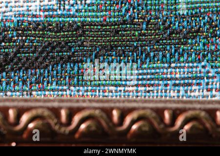 Macro background and texture of tapestry fabric Stock Photo