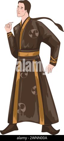 Chinese man wearing traditional clothes vector Stock Vector