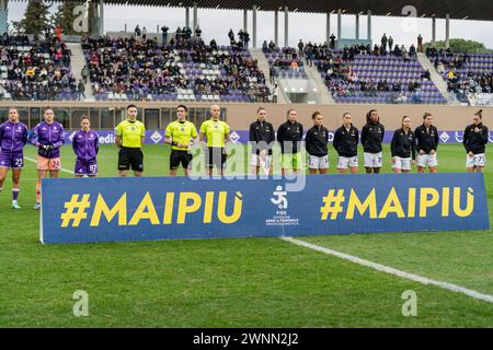 Florence, Italy. 03rd Mar, 2024. Florence, Italy, March 3rd 2024: Teams on field during the Coppa Italia Women semi-finals match between Fiorentina Women and Juventus Women at Viola Park in Florence, Italy. (Sara Esposito/SPP) Credit: SPP Sport Press Photo. /Alamy Live News Stock Photo