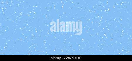 Hand-drawn white diagonal raindrop on blue background. Seamless texture with dashed strokes. Rain pattern. Wrapping paper with small dots or rain Stock Vector