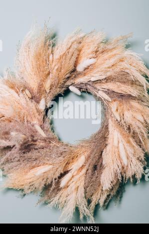 Wreath from Dried Pampas Grass Stock Photo