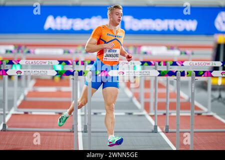 Glasgow, UK. 03rd Mar, 2024. GLASGOW, SCOTLAND - MARCH 3: Sven Jansons of The Netherlands competing on the Hepathlon during the World Athletics Indoor Championships Glasgow at Emirates Arena on March 3, 2024 in Glasgow, Scotland. (Photo by Paweł Skraba/Orange Pictures) Credit: Orange Pics BV/Alamy Live News Stock Photo