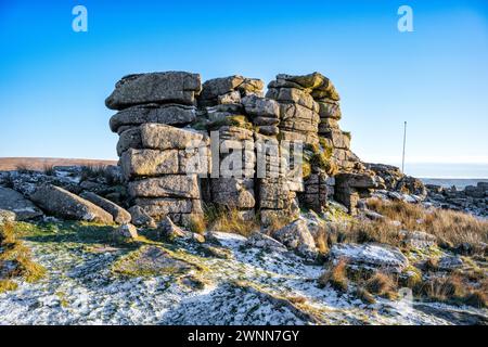 Willsworthy Ranges Willsworthy Firing Range military warning flagpole on Ger Tor, Dartmoor ...