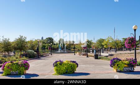 Pueblo, CO - Oct. 7, 2023: Gateway Park area of the Historic Arkansas Riverwalk of Pueblo Stock Photo