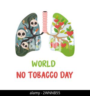 World tobacco free day, smoker's lungs, postcard, poster. Vector illustration Stock Vector