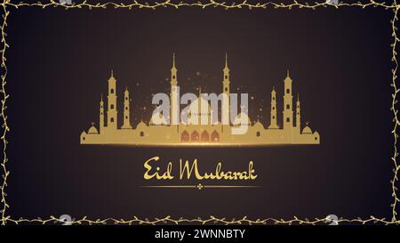 Eid Mubarak Design. Vector Illustration for greeting card, poster and banner. Stock Vector