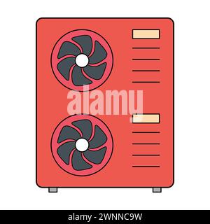 Heat pump air source icon, cooling electric system machine, cool web vector illustration . Stock Vector