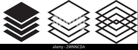 Layers icon symbol set basic simple flat design Stock Vector