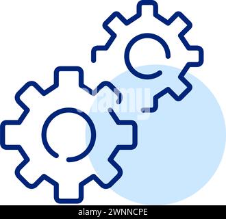 Cogwheel icon symbolizing seamless integration. Synchronized mechanical processes. Pixel perfect, editable stroke icon Stock Vector