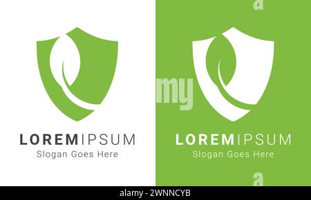 Bio Shield Logo Design Shield with Leaf Logotype Stock Vector