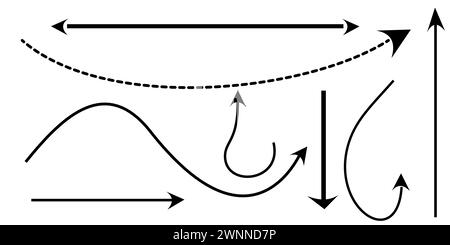 Set of straight long and short arrows Stock Vector