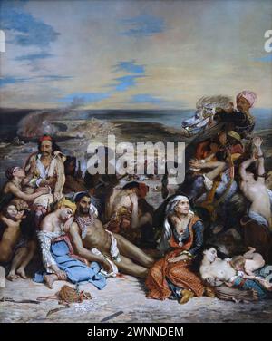 Scenes from the Massacre at Chios (French: Scènes des massacres de Scio) is the second major oil painting by the French artist Eugène Delacroix. Stock Photo