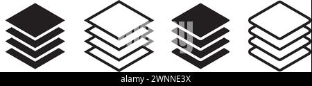 Layers icon symbol set basic simple flat design Stock Vector