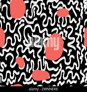 black pattern with red free forms Stock Vector