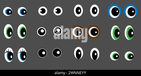 Set of plastic toys eyes different form Stock Vector