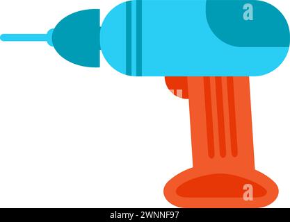 Battery electric drill. Construction professional tools and equipment of highly qualified specialist. Simple flat vector isolated on white background Stock Vector